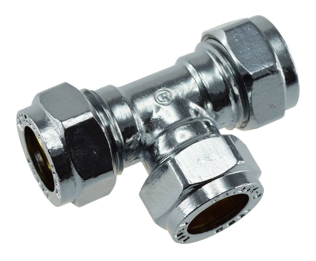 Puserrusliitin T-haara 15 kromattu STF