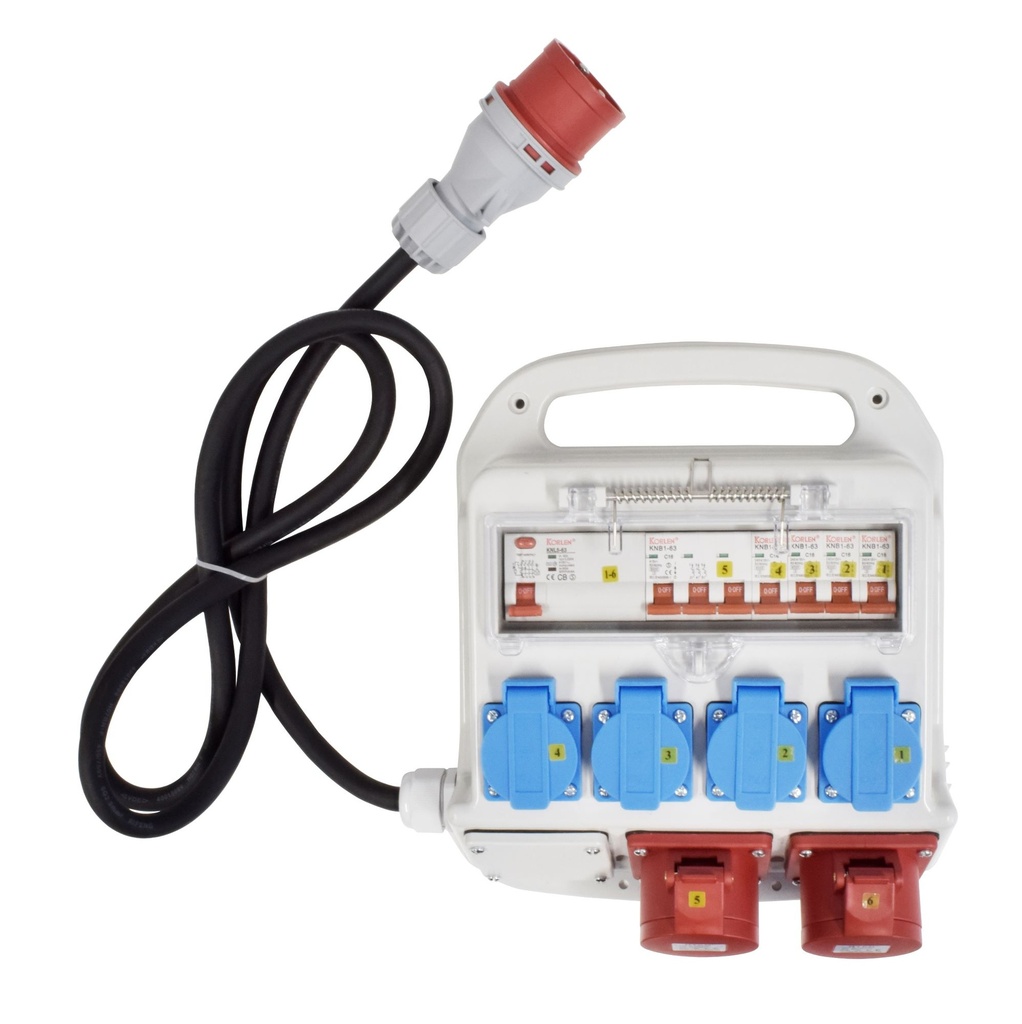 Työmaan alakeskus 2x16A+4 schuko