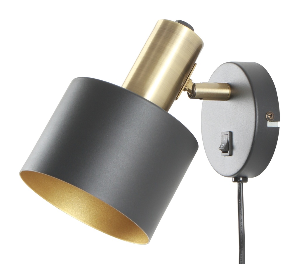 Seinävalaisin E27 musta/harjattu messinki