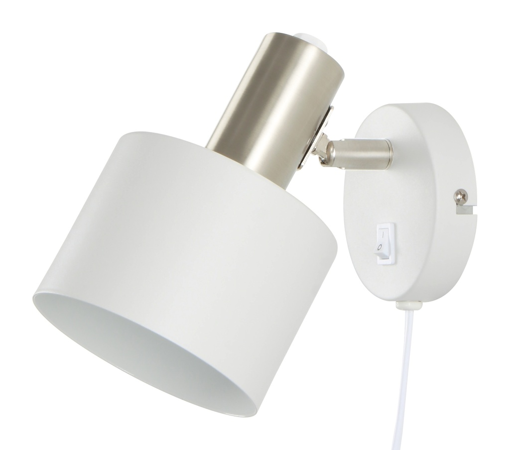 Seinävalaisin E27 valkoinen/harjattu nikkeli