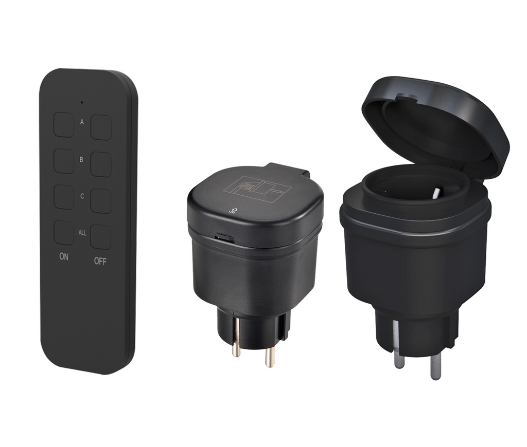 Kauko-ohjattava pistorasia 2-osainen 16A/3680 W IP44