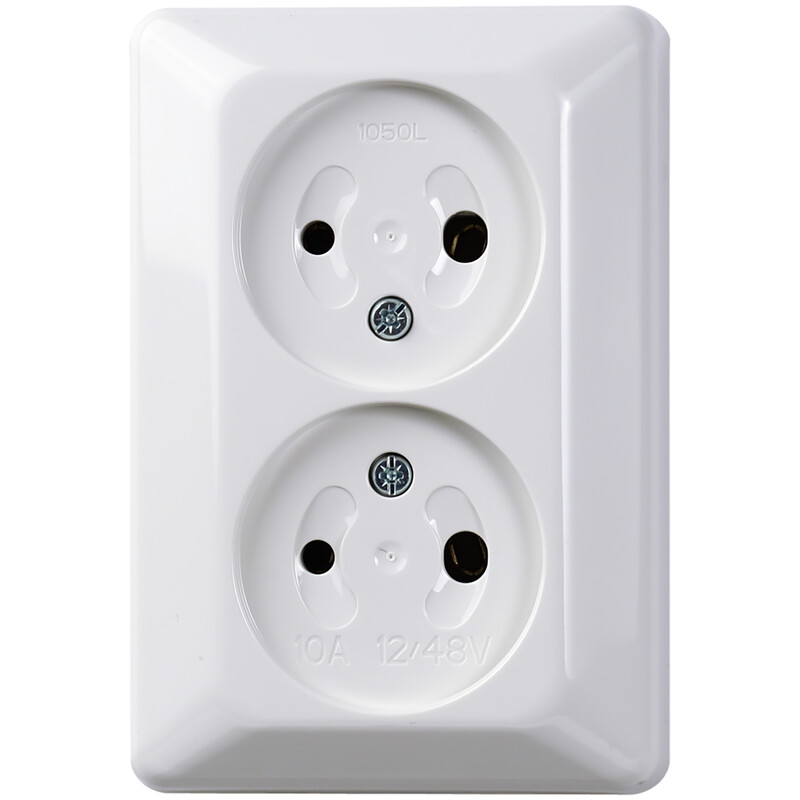 Pistorasia 2-os pinta 10A 12-48V IP20 DC valkoinen