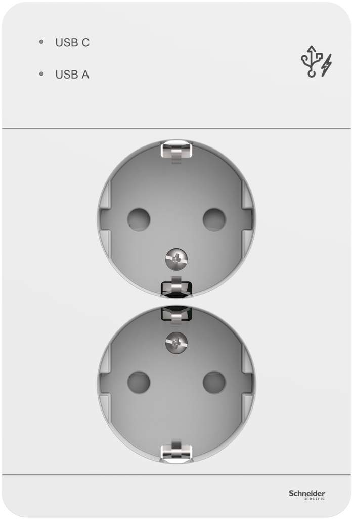 Pistorasia Schneider Exxact 2-os 2xUSB A+C 3A 