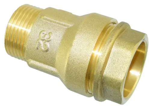 [5180] Liitin muovi-rauta 32-1" ulkokierre messinki