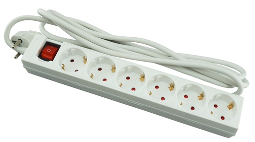 [26630] Jatkojohto 6-osainen 3 m maadoitettu valokytkimellä