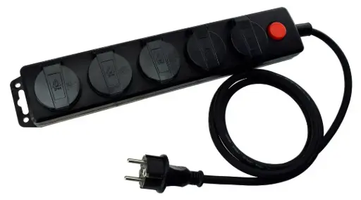 [27357] Jatkojohto 5-osainen 1,5 m kytkimellä IP44 musta