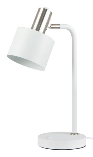 [42054] Pöytävalaisin E27 valkoinen/ harjattu nikkeli