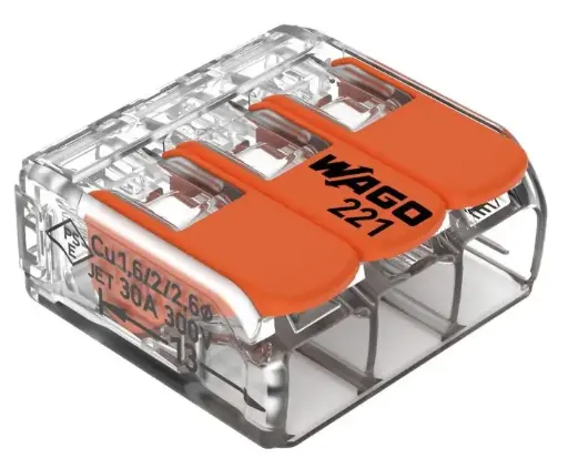 [221-613] Wago vipuliitin 3-napainen 0.5-6 mm² 30 kpl