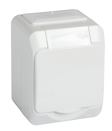 [WDE007776] Maadoitettu pistorasia pinta valkoinen IP44 